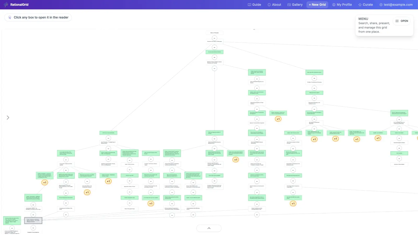 A large RationalGrid example with many connected branches in the spaced view